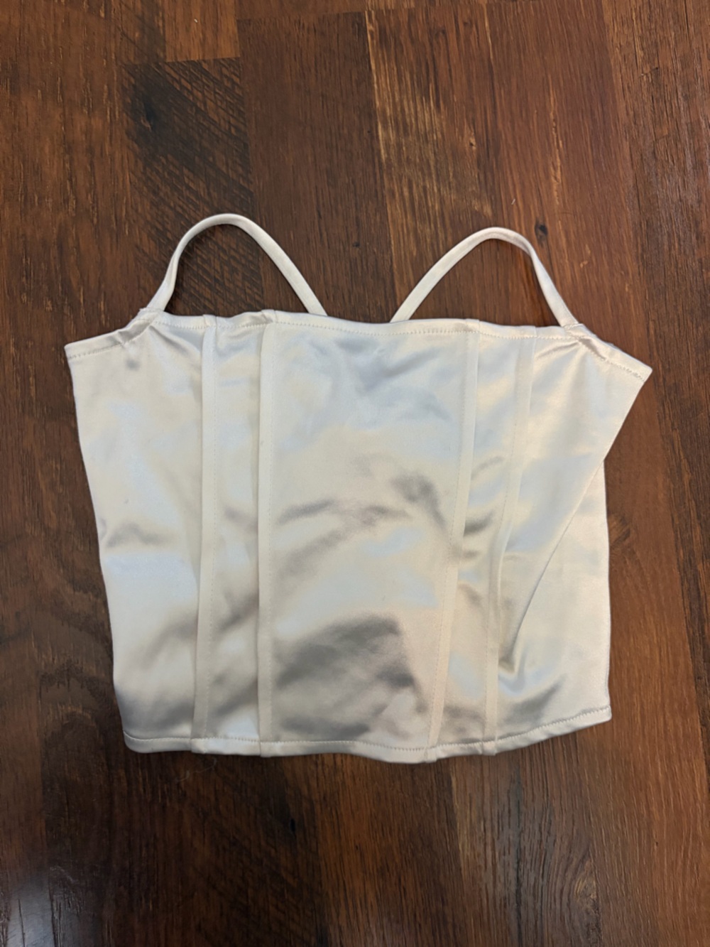 H&M White Satin Bustier Crop Top